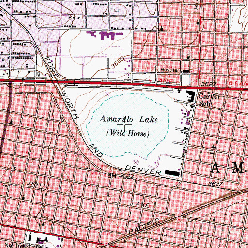 Topographic Map of Amarillo Lake, TX