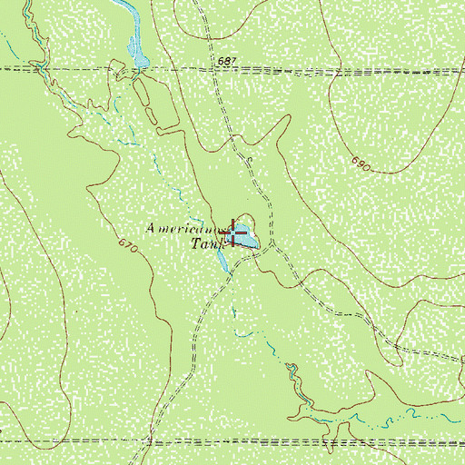 Topographic Map of Americanos Tank, TX