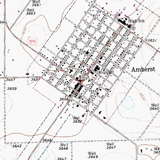 Topographic Map of Amherst, TX