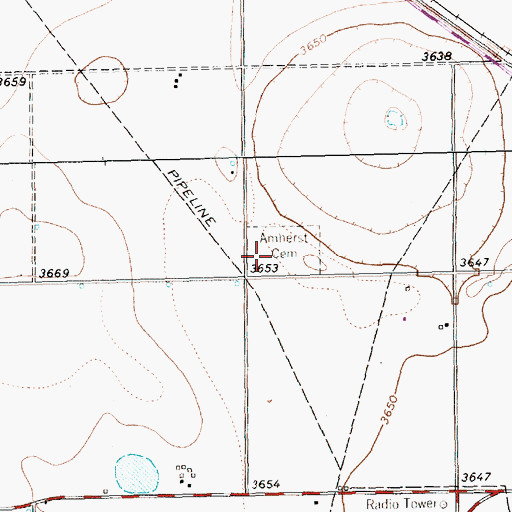 Topographic Map of Fairlawn Cemetery, TX