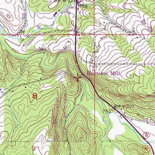 Topographic Map of Horton Mill Bridge, AL