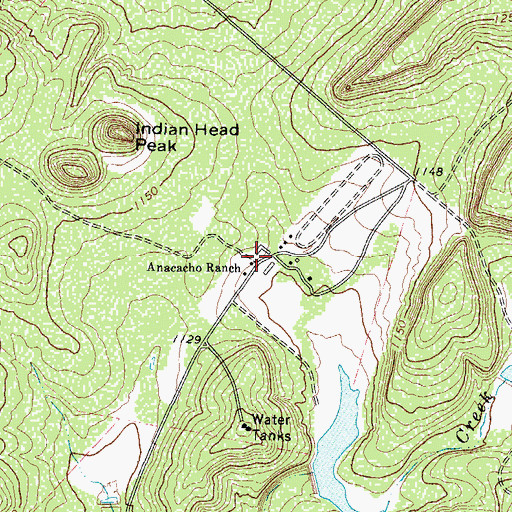 Topographic Map of Anacacho Ranch, TX