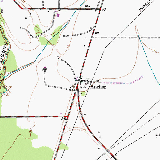 Topographic Map of Anchor, TX