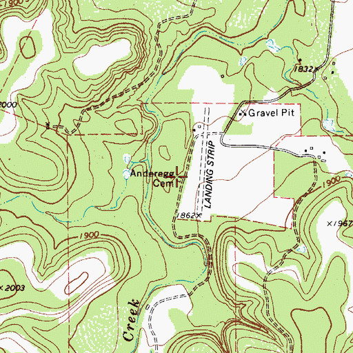Topographic Map of Anderegg Cemetery, TX