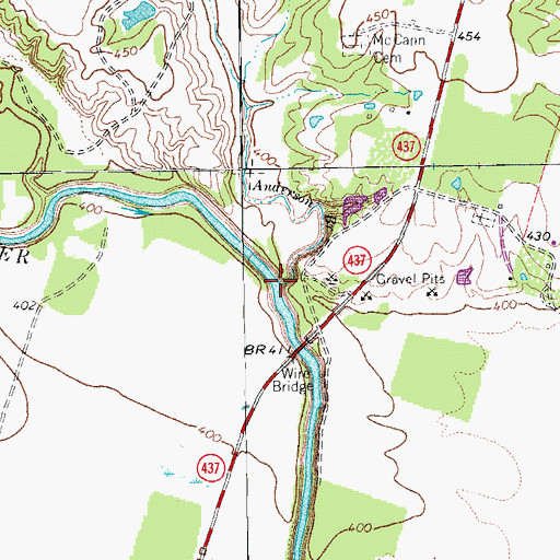 Topographic Map of Anderson Branch, TX