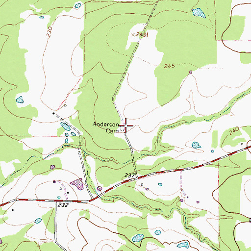 Topographic Map of Anderson Cemetery, TX