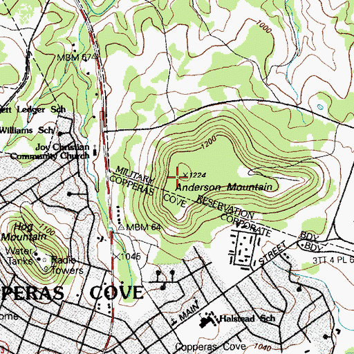Topographic Map of Anderson Mountain, TX