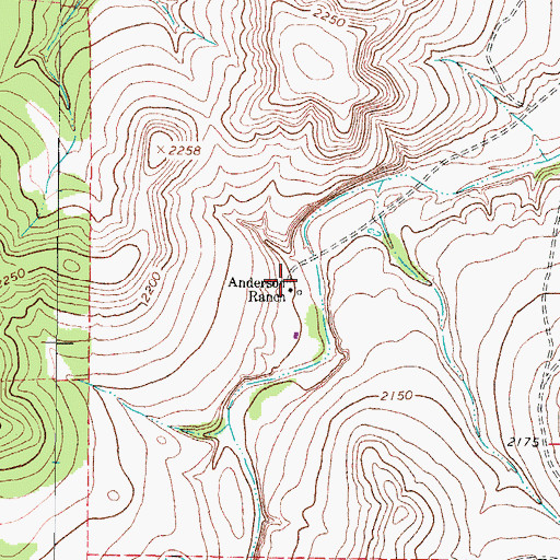 Topographic Map of Anderson Ranch, TX