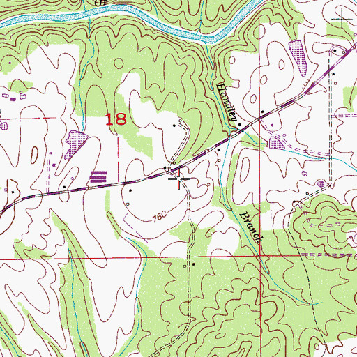 Topographic Map of Huldah (historical), AL