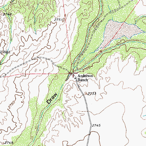 Topographic Map of Anderson Ranch, TX