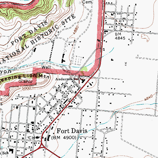 Topographic Map of Dirks - Anderson Elementary School, TX