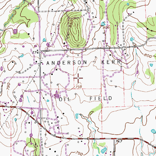 Topographic Map of Anderson-Kerr Oil Field, TX