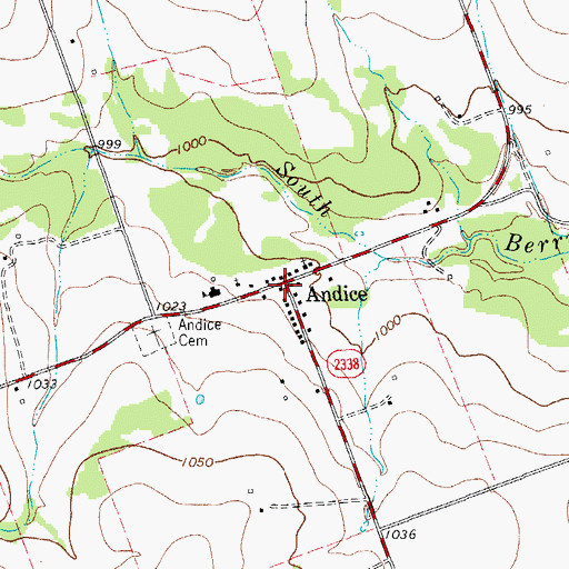Topographic Map of Andice, TX