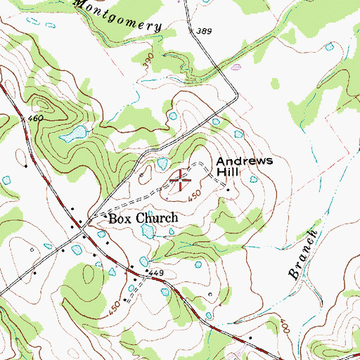 Topographic Map of Andrews Hill, TX