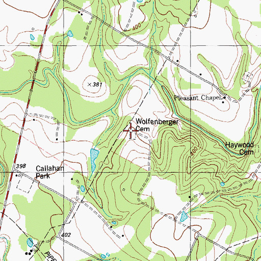 Topographic Map of Wolfenberger Cemetery, TX