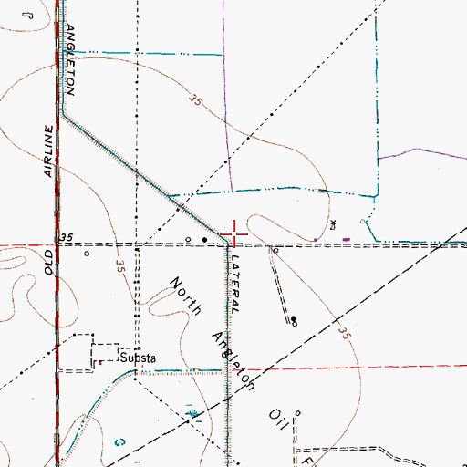 Topographic Map of Angleton Lateral, TX