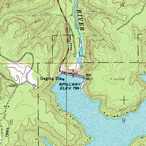 Topographic Map of Inland Lake Dam, AL