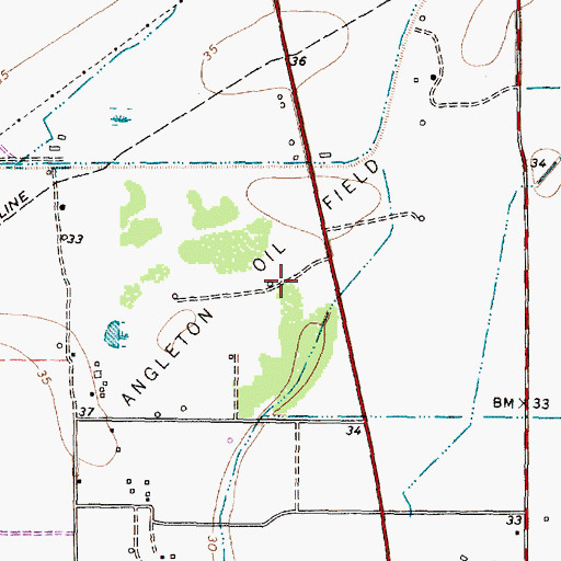 Topographic Map of Angleton Oil Field, TX