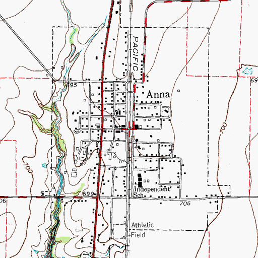 Topographic Map of Anna, TX