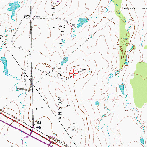 Topographic Map of Anson Oil Field, TX