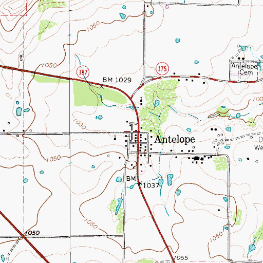 Topographic Map of Antelope, TX