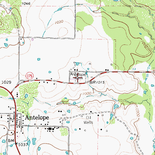 Topographic Map of Antelope Cemetery, TX