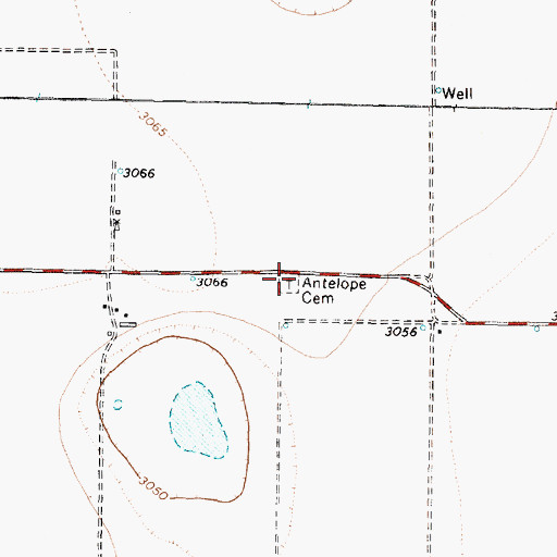Topographic Map of Antelope Cemetery, TX