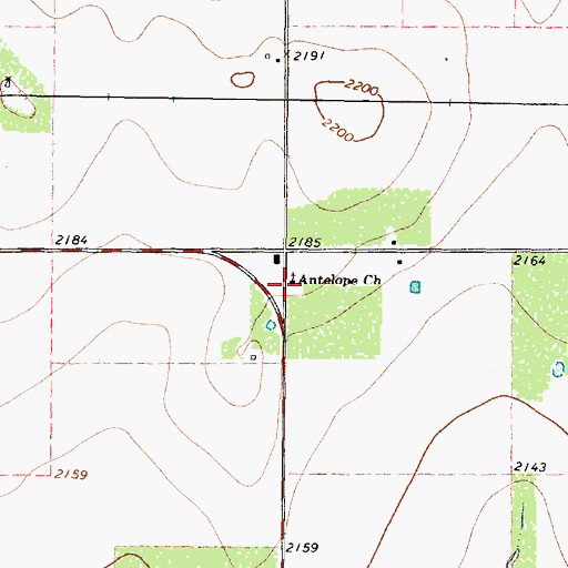 Topographic Map of Antelope Church, TX