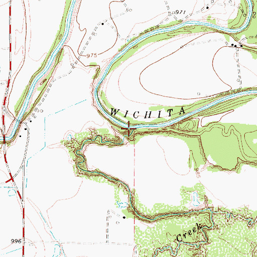 Topographic Map of Antelope Creek, TX