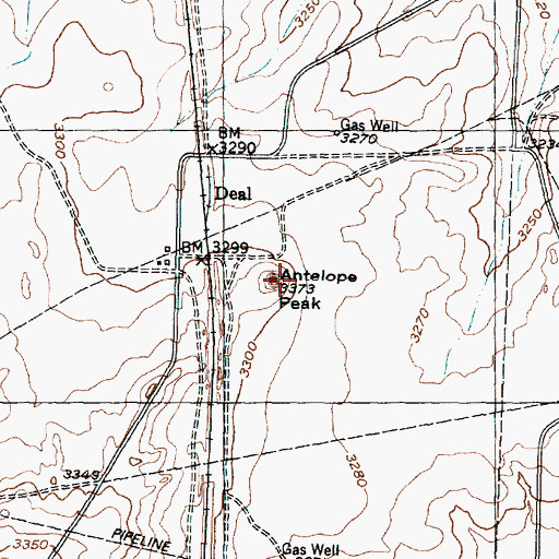 Topographic Map of Antelope Peak, TX