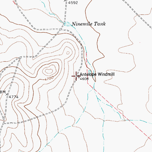 Topographic Map of Antelope Windmill, TX