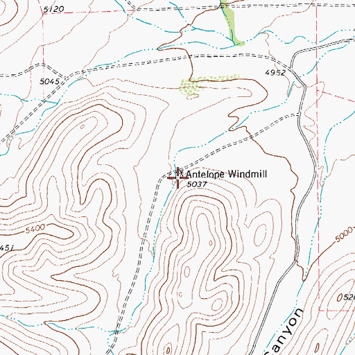 Topographic Map of Antelope Windmill, TX