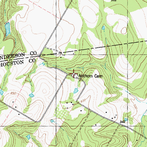Topographic Map of Anthom Cemetery, TX