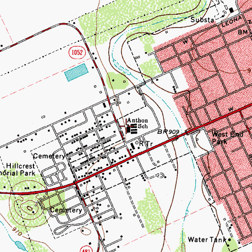 Topographic Map of Anthon School, TX