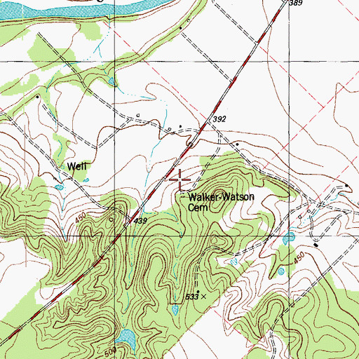 Topographic Map of Walker-Watson Cemetery, TX