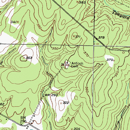 Topographic Map of Antioch Cemetery, TX