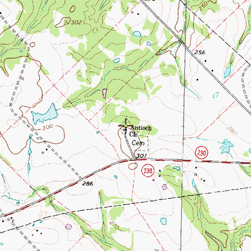 Topographic Map of Antioch Church, TX