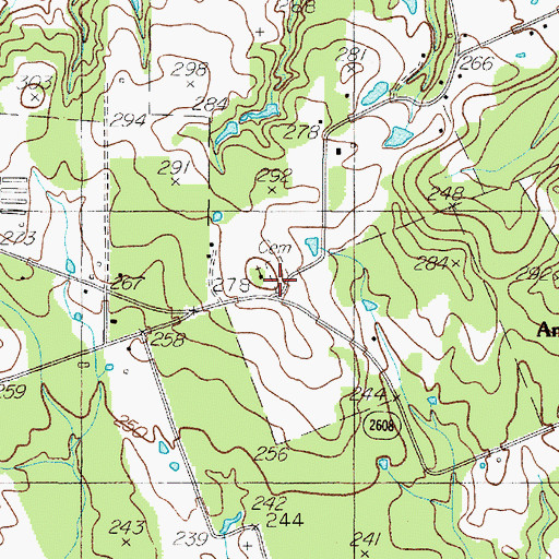 Topographic Map of Antioch Church, TX