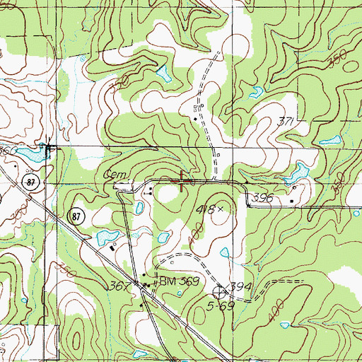 Topographic Map of Antioch Church, TX
