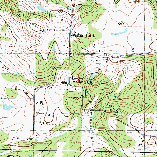Topographic Map of Antioch Church, TX