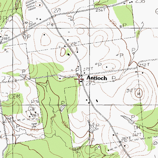 Topographic Map of Antioch Church, TX