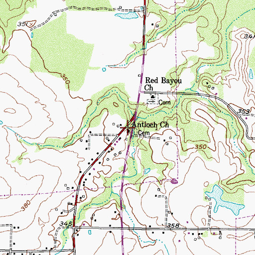 Topographic Map of Antioch Church, TX