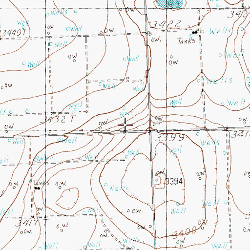 Topographic Map of Anton - Irish Clear Fork Oil Field, TX
