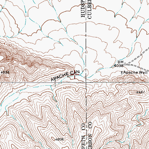Topographic Map of Apache Canyon, TX