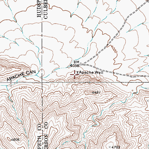 Topographic Map of Apache Well, TX