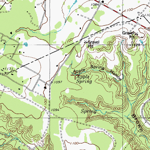 Topographic Map of Apple Spring, TX