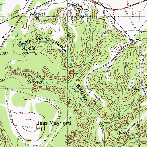Topographic Map of Apple Spring Hollow, TX