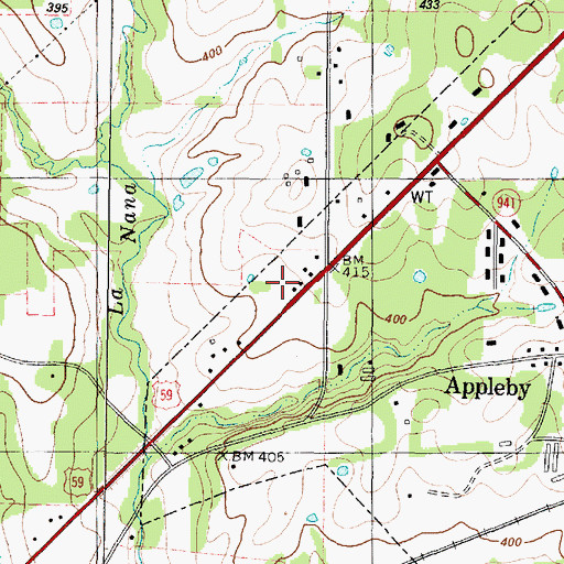 Topographic Map of Appleby Church, TX
