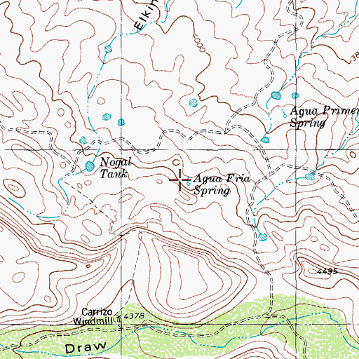 Topographic Map of Aqua Friw, TX