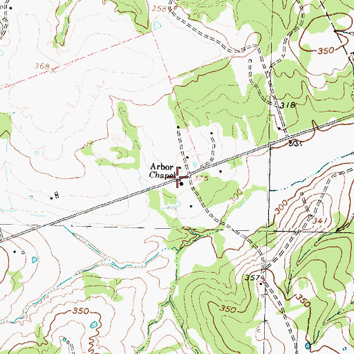 Topographic Map of Arbor Chapel, TX